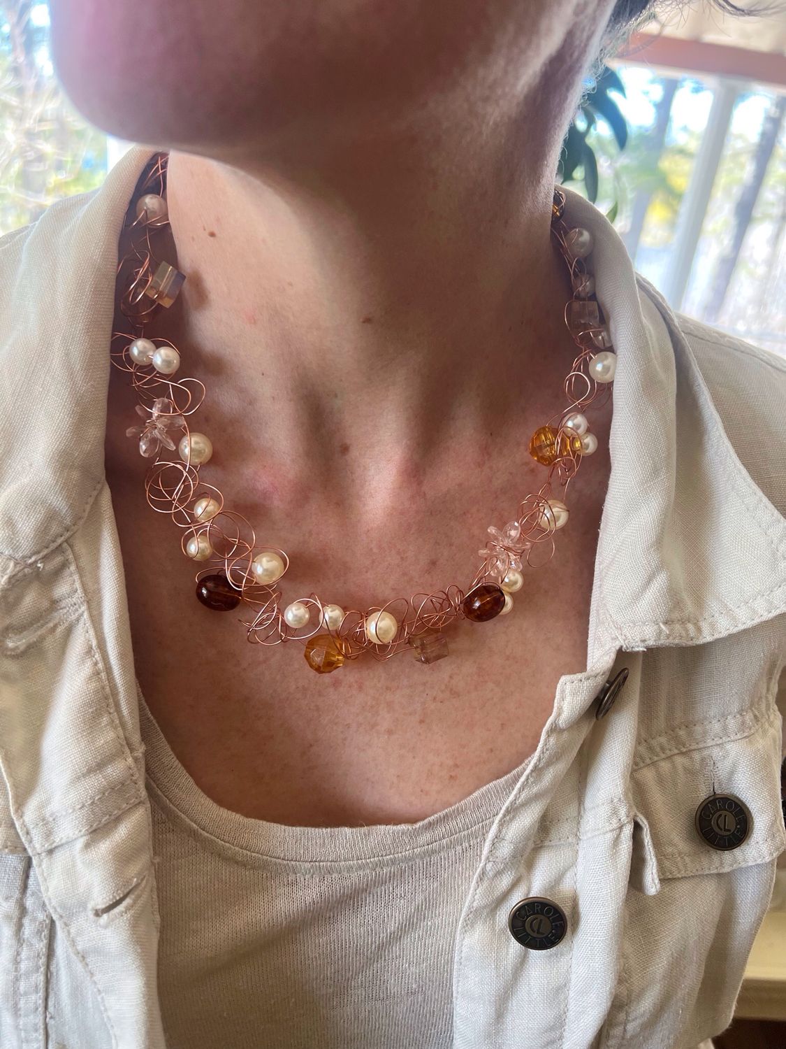 COLLIER DENTELLE FANTAISIE CAMEL 