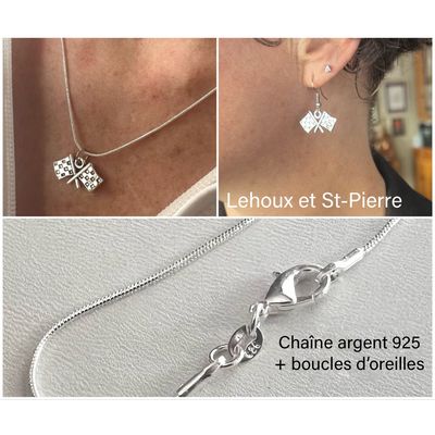 ENSEMBLE CHAÎNE ARGENT 925 ET SES BOUCLES D’OREILLES 