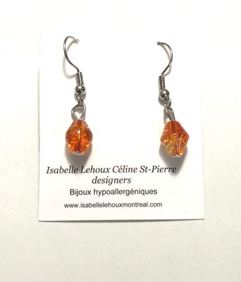 BOUCLES D’OREILLES VERRE ORANGÉE