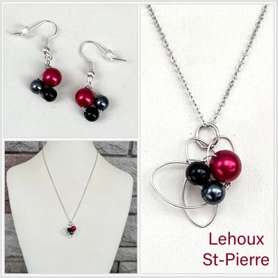 ENSEMBLE 2 BIJOUX FLEUR DE PERLES ROUGE ENSEMBLE 2 BIJOUX FLEUR DE PERLES ROUGE