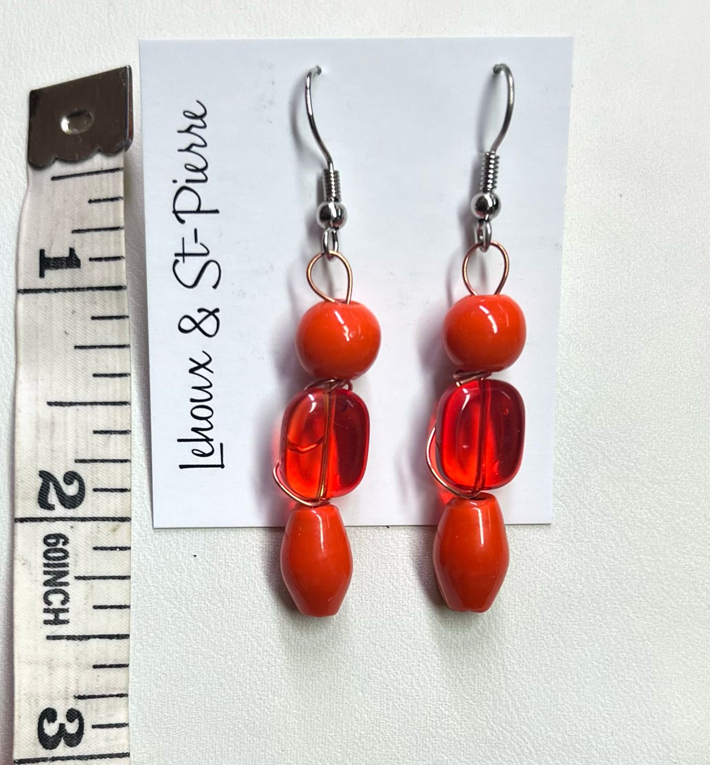 BOUCLES D’OREILLES TRIOLET ROUGE CORAIL