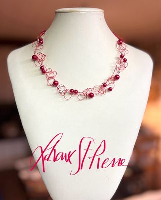 COLLIER DENTELLE PERLÉE ROUGE COLLIER DENTELLE PERLÉE ROUGE