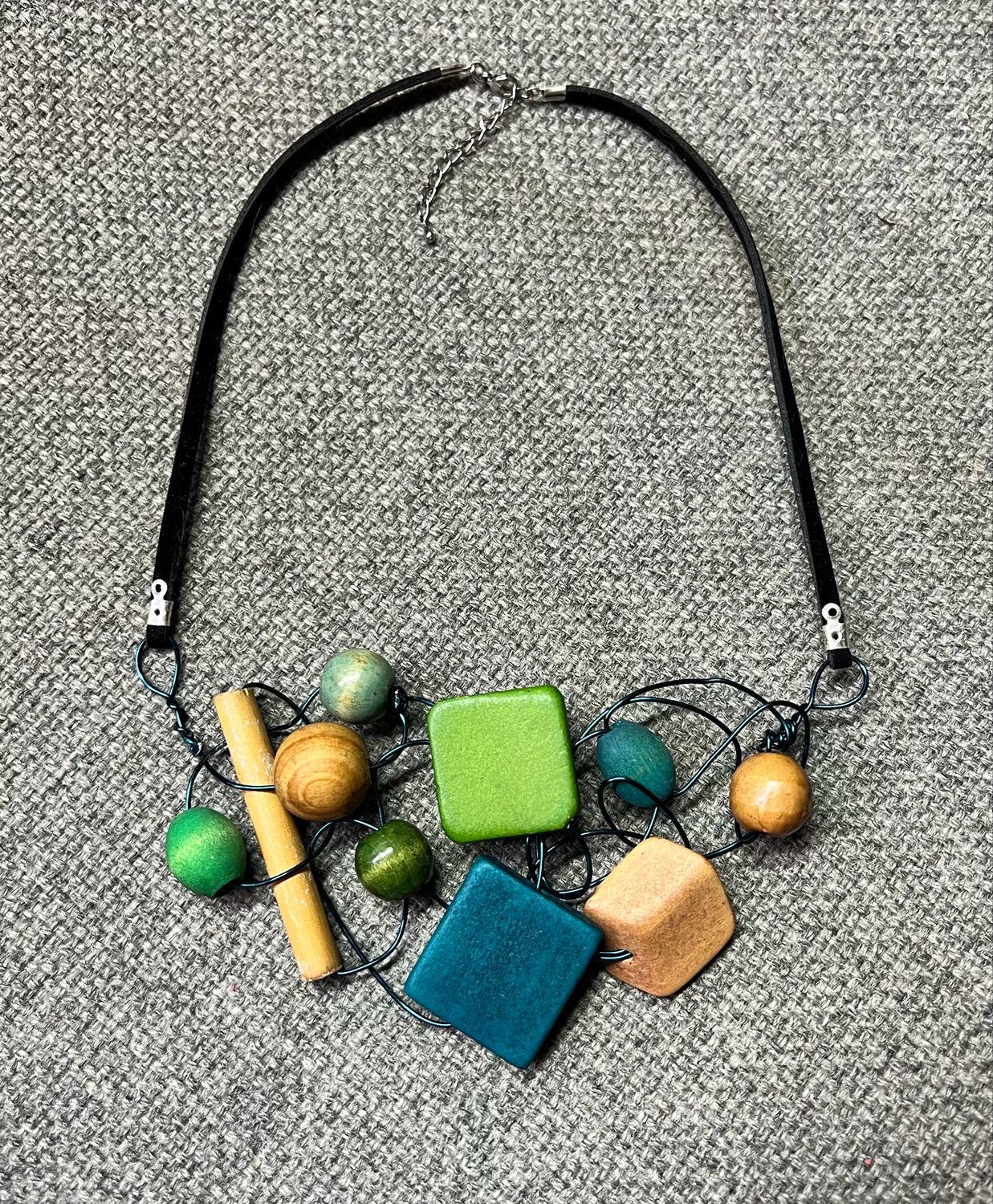 COLLIER BOIS MIX AQUA
