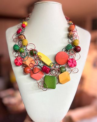 COLLIER ROYAL BOIS MULTICOLORE 