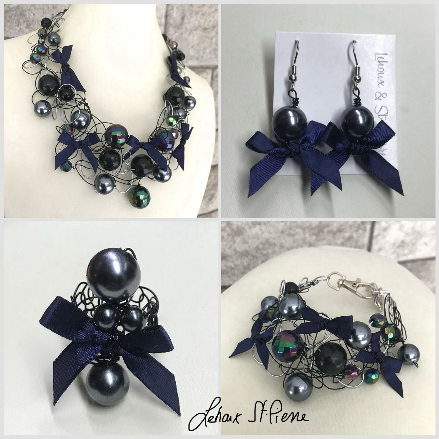 ENSEMBLE 4 BIJOUX ROYAL BLEU DE NUIT