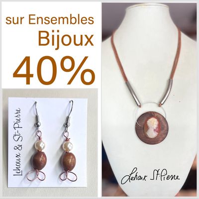 ENSEMBLE 2 BIJOUX CAMÉE FANTAISIE