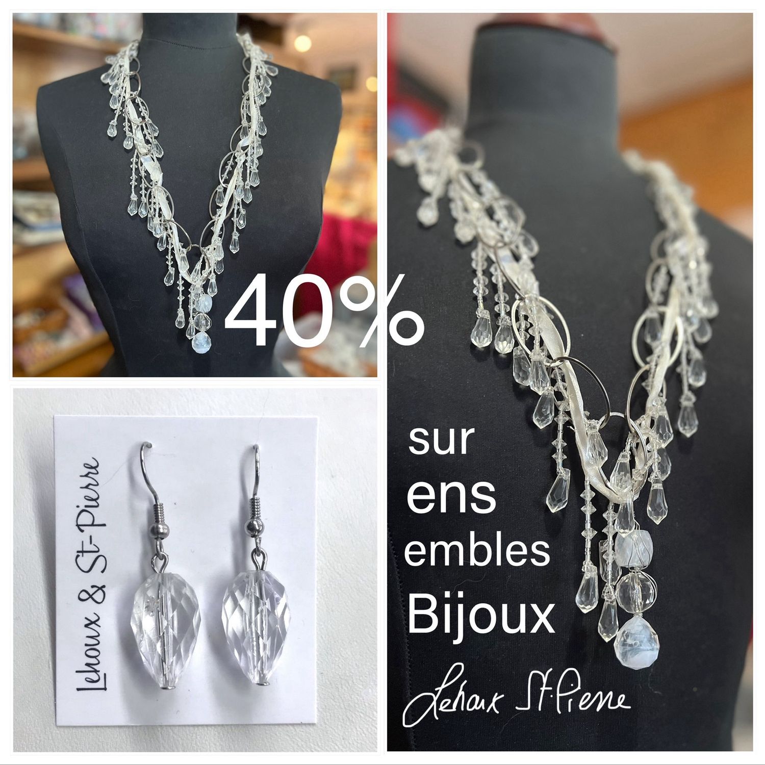 ENSEMBLE 2 BIJOUX BLANC NEIGE ENSEMBLE 2 BIJOUX BLANC NEIGE