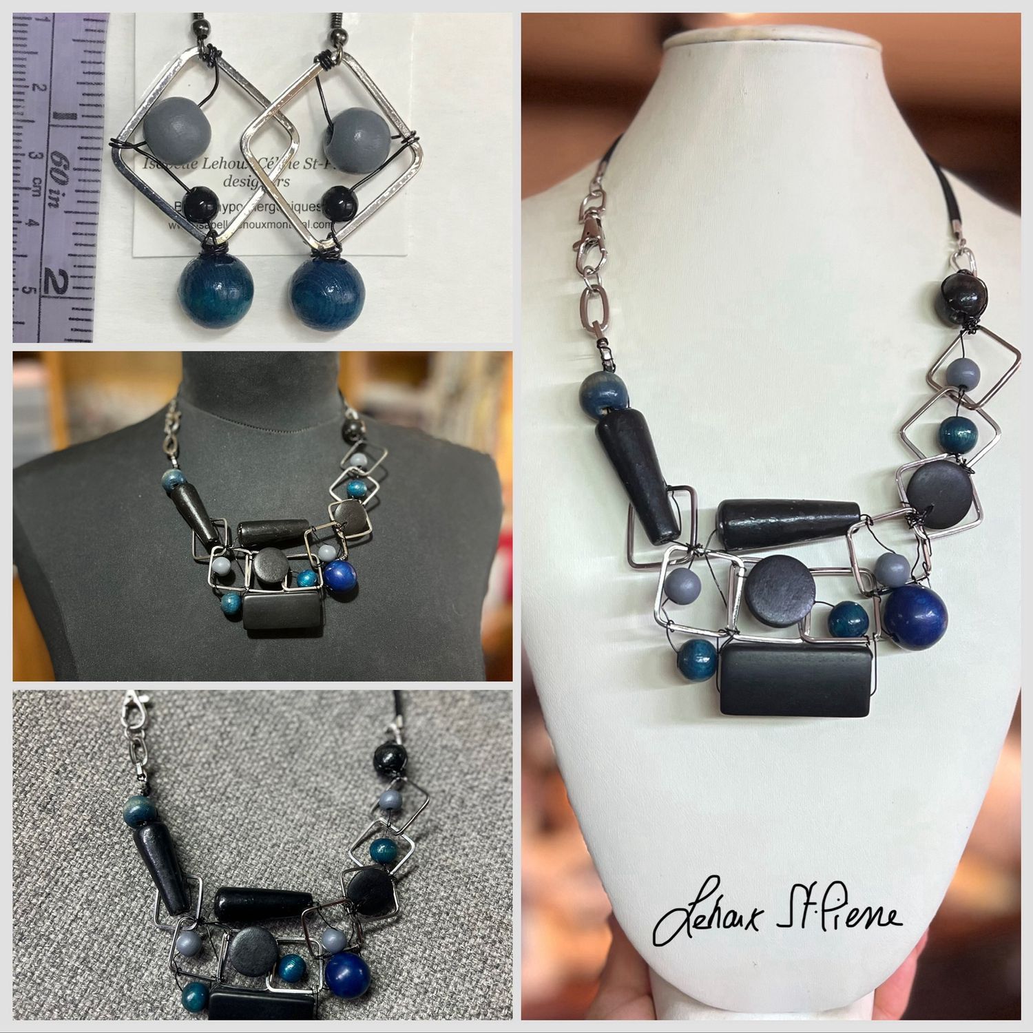 ENSEMBLE 2 BIJOUX BLEU GÉOMÉTRIE ENSEMBLE 2 BIJOUX BLEU GÉOMÉTRIE