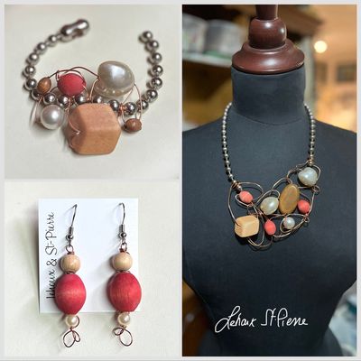 ENSEMBLE 3 BIJOUX CORAIL BOISÉ ENSEMBLE 3 BIJOUX CORAIL BOISÉ