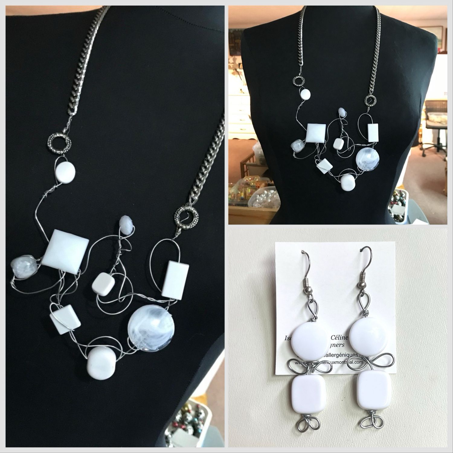 ENSEMBLE 2 BIJOUX DESSIN BLANC NEIGE ENSEMBLE 2 BIJOUX DESSIN BLANC NEIGE