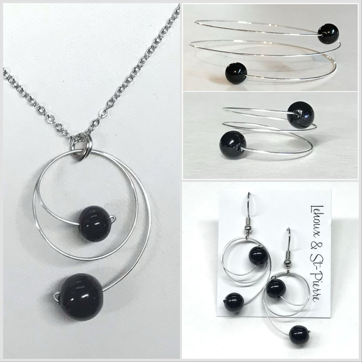 ENSEMBLE 4 BIJOUX DUO PERLES NOIR ENSEMBLE 4 BIJOUX DUO PERLES NOIR