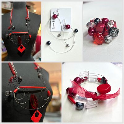 ENSEMBLE 4 BIJOUX FIGURE DE STYLE ROUGE