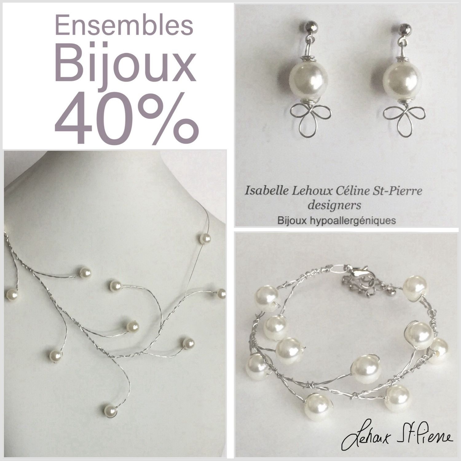 ENSEMBLE 3 BIJOUX PERLES ROMANTIQUES ENSEMBLE 3 BIJOUX PERLES ROMANTIQUES