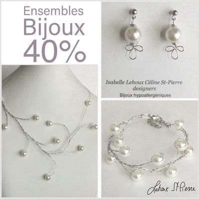 ENSEMBLE 3 BIJOUX PERLES ROMANTIQUES 