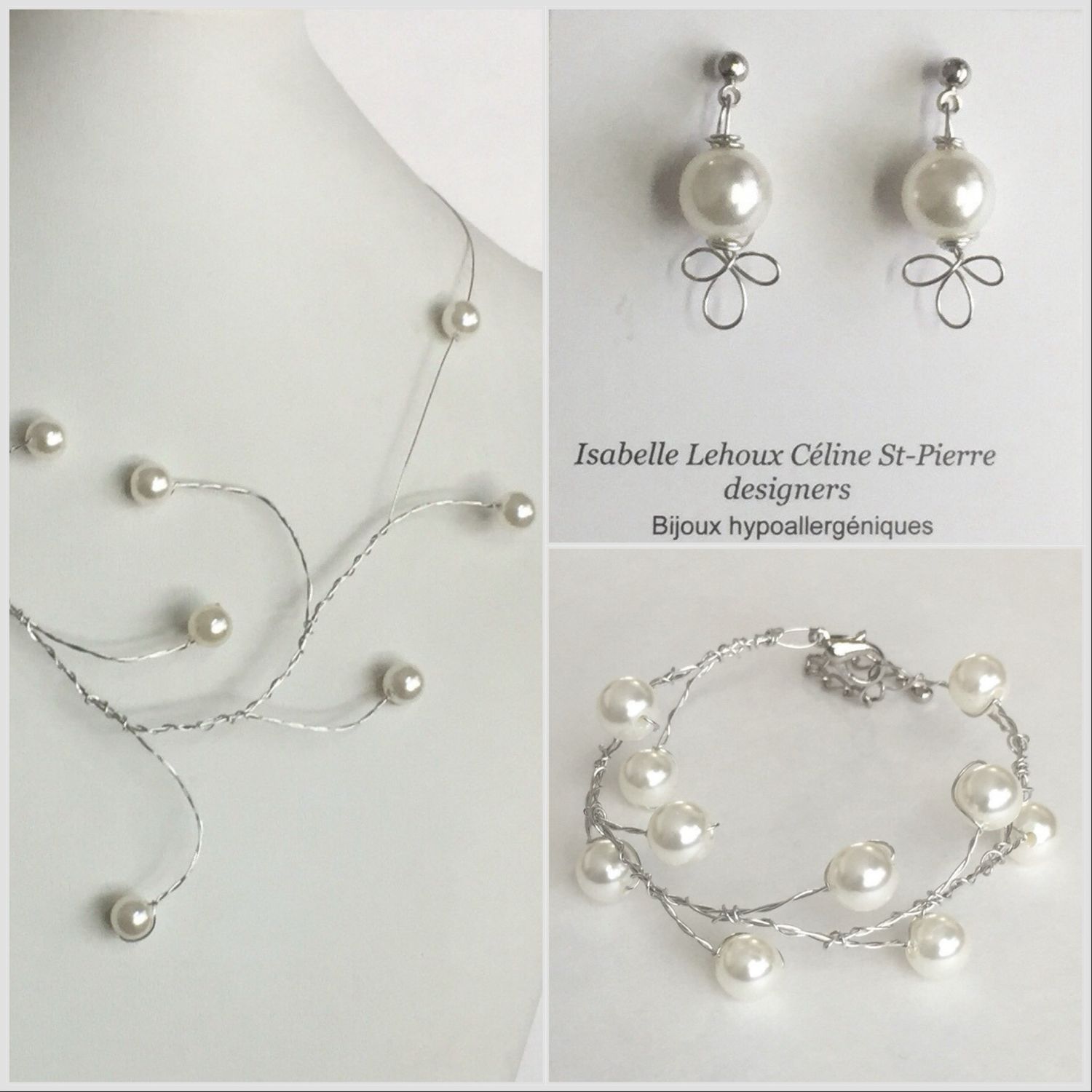 ENSEMBLE 3 BIJOUX PERLES ROMANTIQUES 