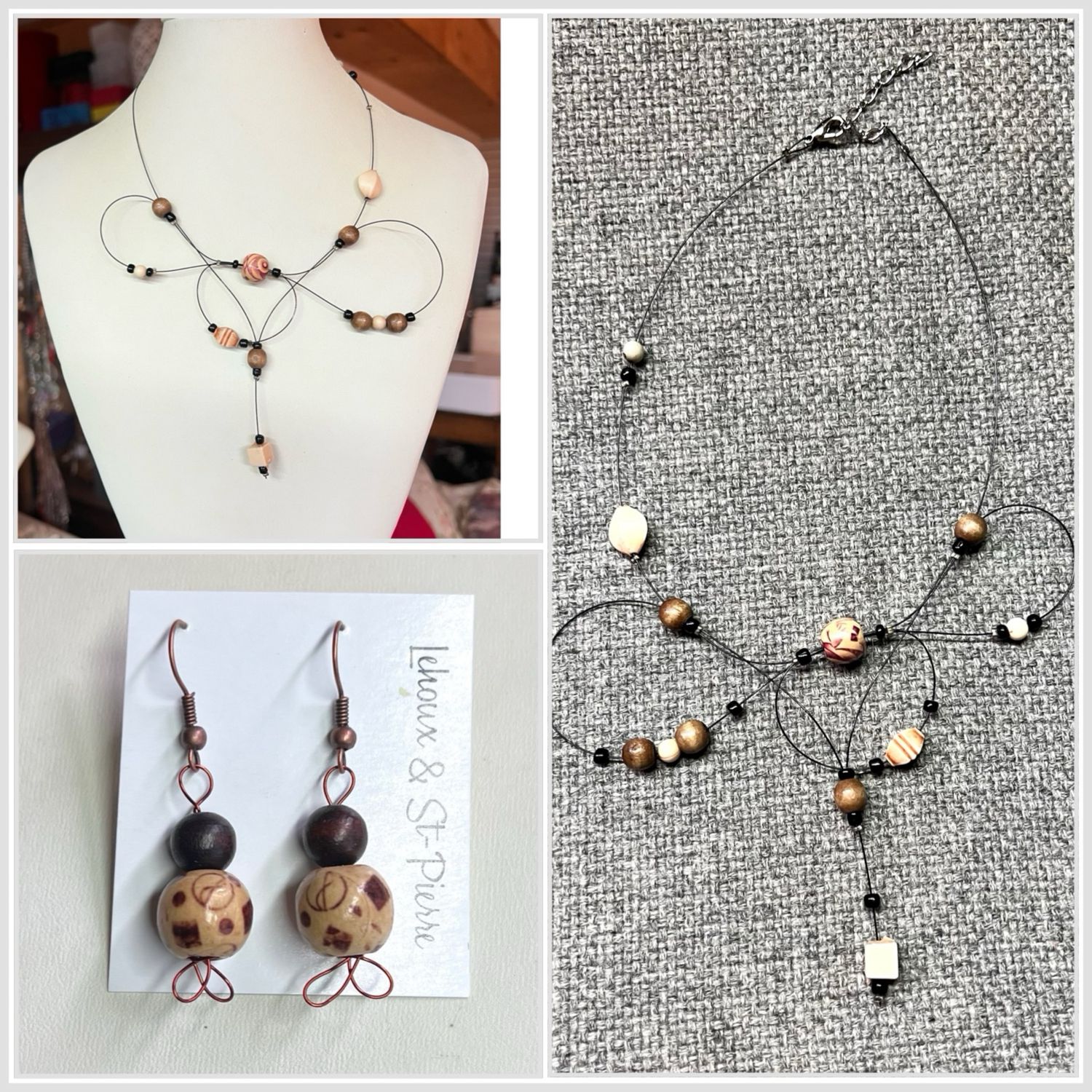 ENSEMBLE 2 BIJOUX BOIS NATUREL