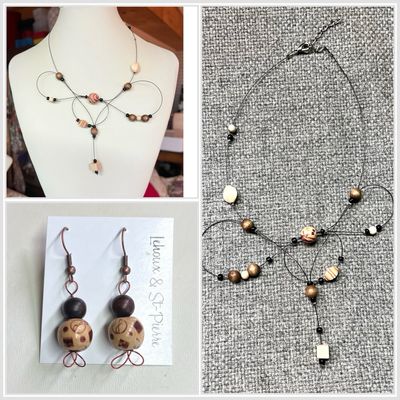 ENSEMBLE 2 BIJOUX BOIS NATUREL