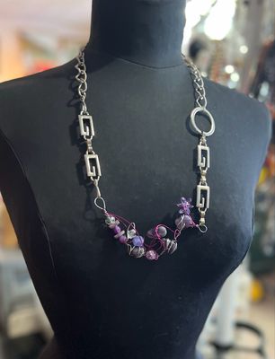 ENSEMBLE 2 BIJOUX CHAÎNE FANTAISIE AMÉTHYSTE 