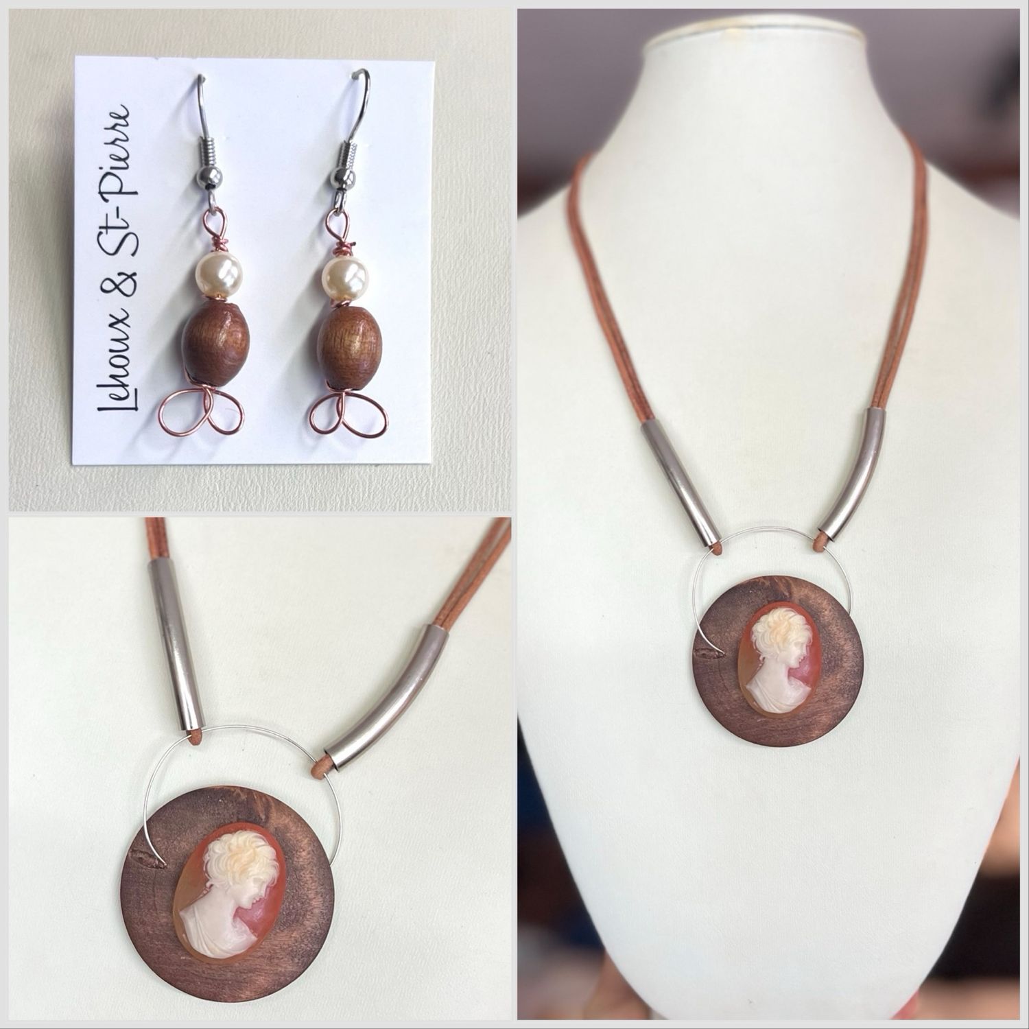 ENSEMBLE 2 BIJOUX CAMÉE FANTAISIE