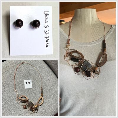 ENSEMBLE 2 BIJOUX BOIS CHOCOLATÉ ENSEMBLE 2 BIJOUX BOIS CHOCOLATÉ