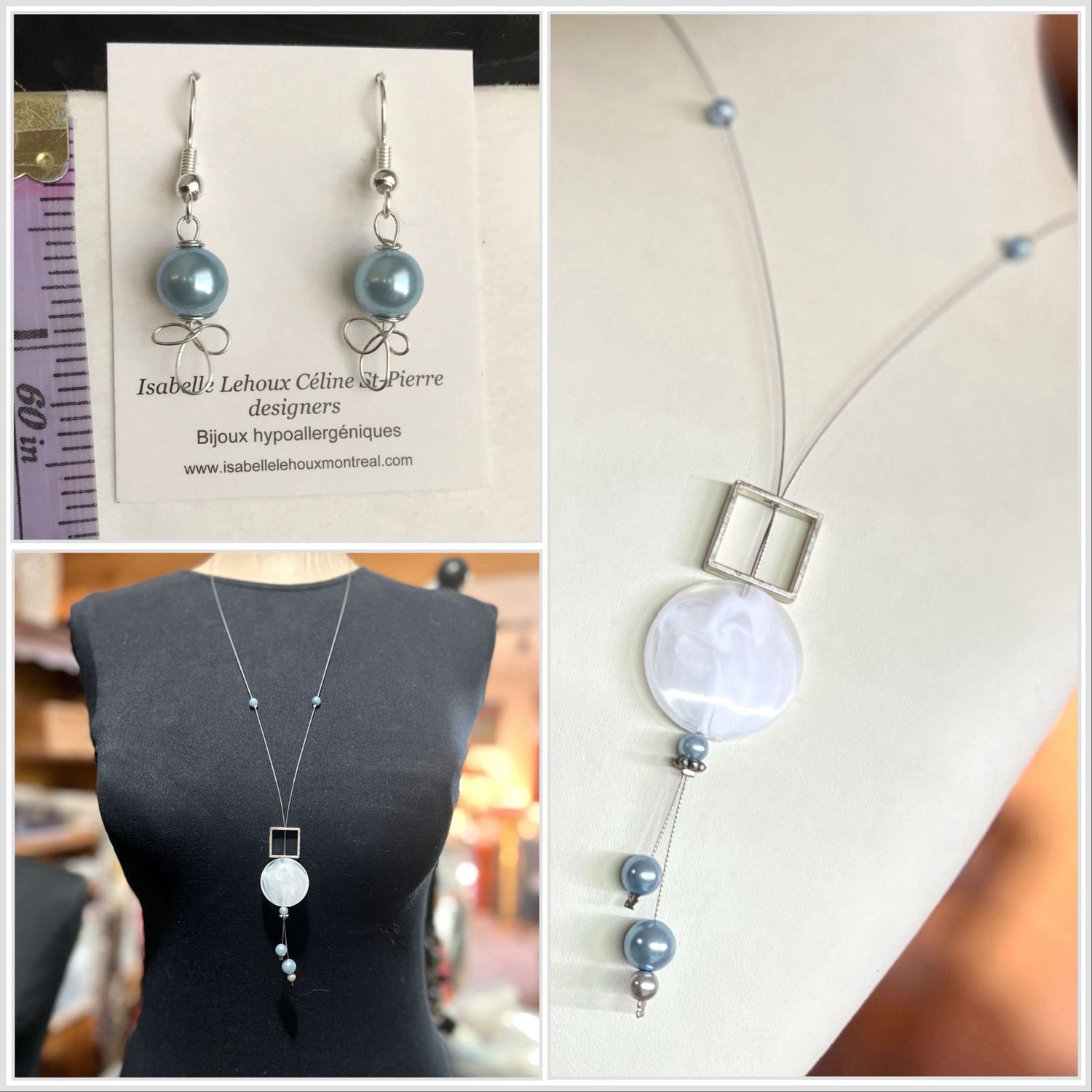 ENSEMBLE 2 BIJOUX TANDEM BLANC ET BLEU CIEL