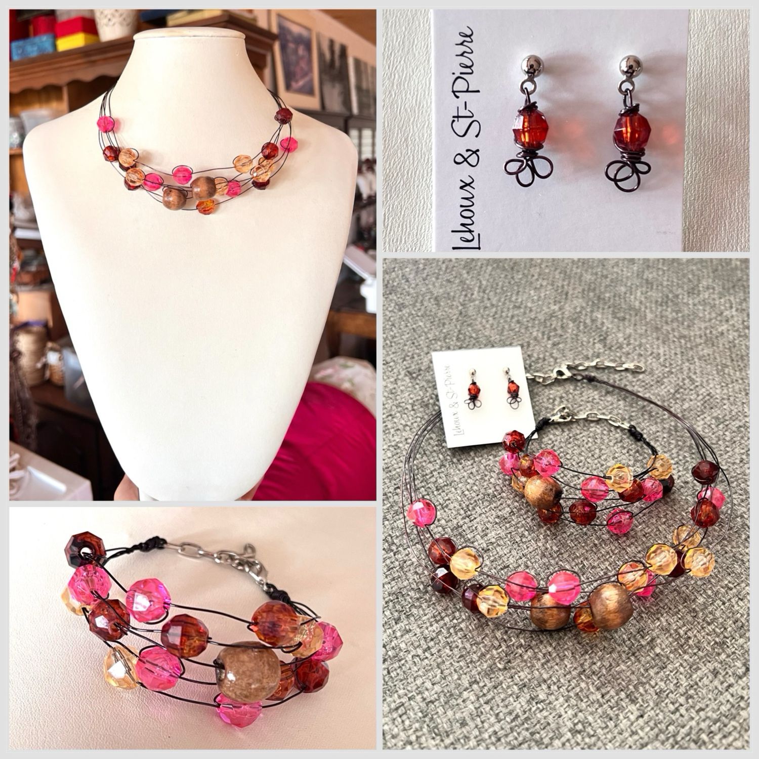 ENSEMBLE 3 BIJOUX GLAM ROSÉ ENSEMBLE 3 BIJOUX GLAM ROSÉ