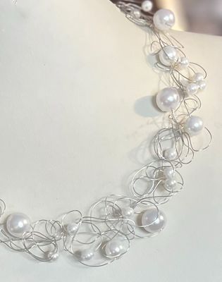 ENSEMBLE 3 BIJOUX DENTELLE PERLÉE BLANC