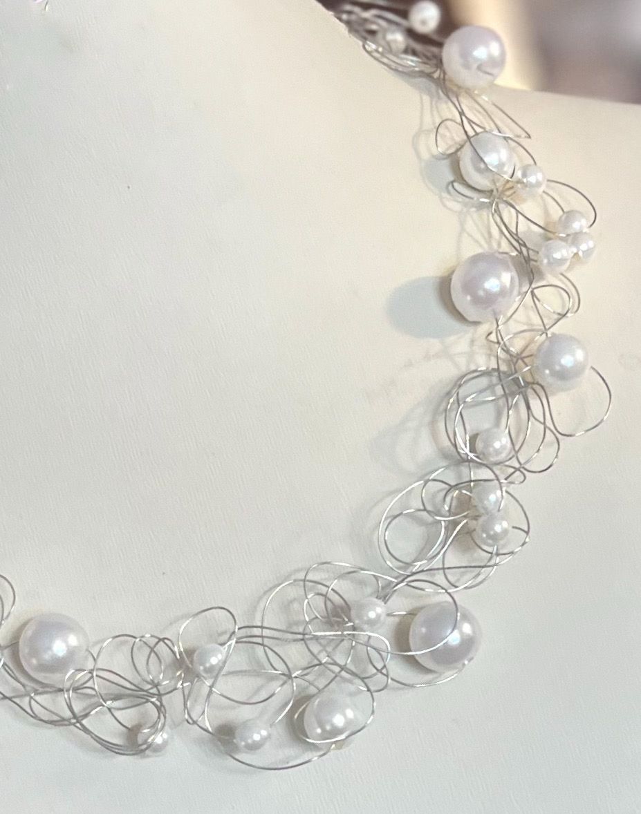 ENSEMBLE 3 BIJOUX DENTELLE PERLÉE BLANC