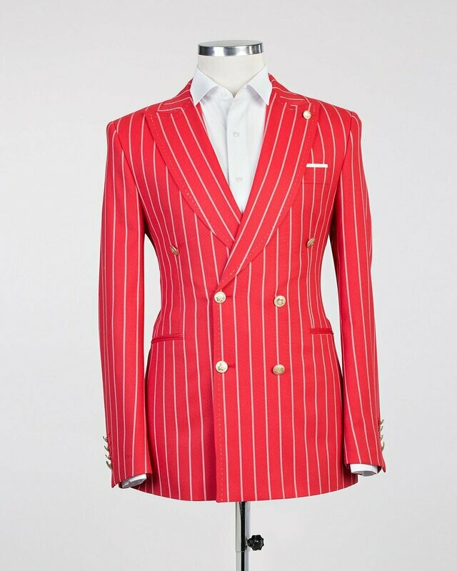 Striped Red/White Double Breast Suit Striped Red/White Double Breast Suit