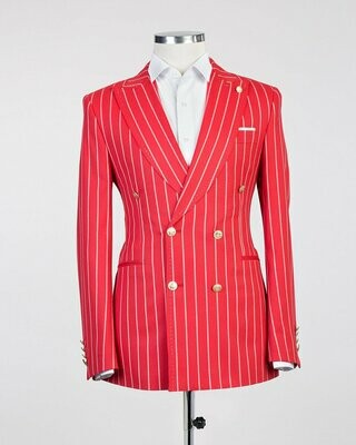 Striped Red/White Double Breast Suit