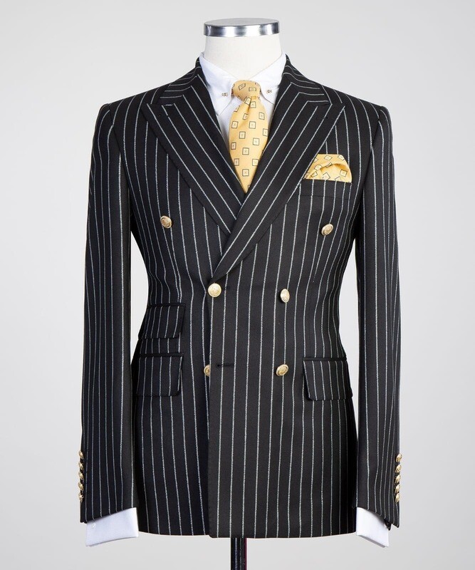 Striped Black Double Breast Suit Striped Black Double Breast Suit