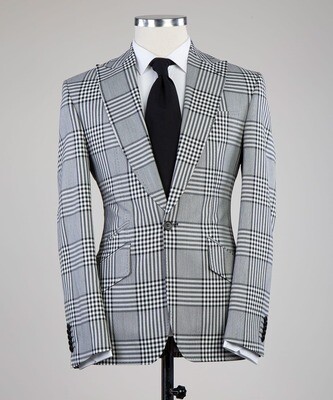 Checkered Dark Gray Suit