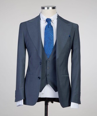 Plain Blue Denim Suit