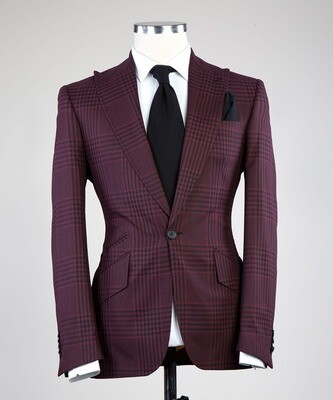 Checkered Maroon Suit