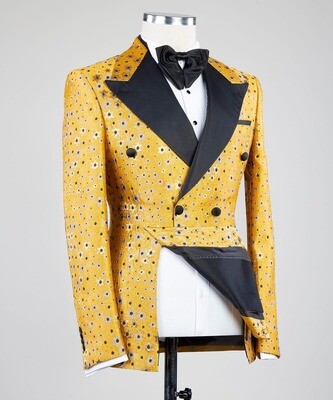 Yellow Pointed Double Breast Tuxedo