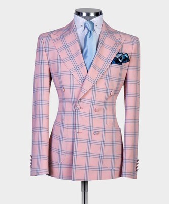 Pink Checked Double Breast Suit