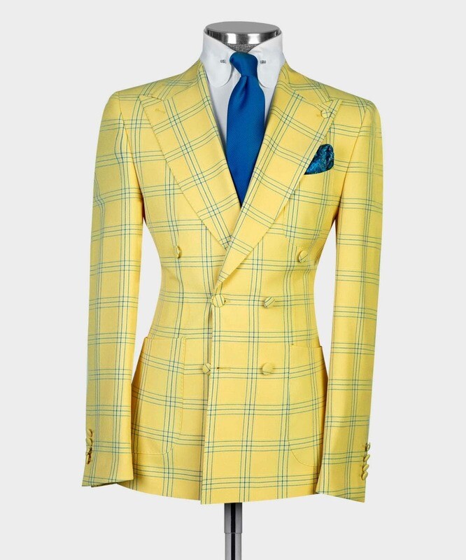 Yellow Checked Double Breast Suit Yellow Checked Double Breast Suit