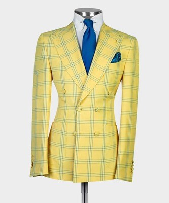 Yellow Checked Double Breast Suit