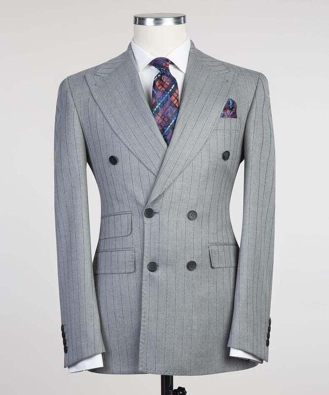 Grey Striped Double Breast Suit Grey Striped Double Breast Suit