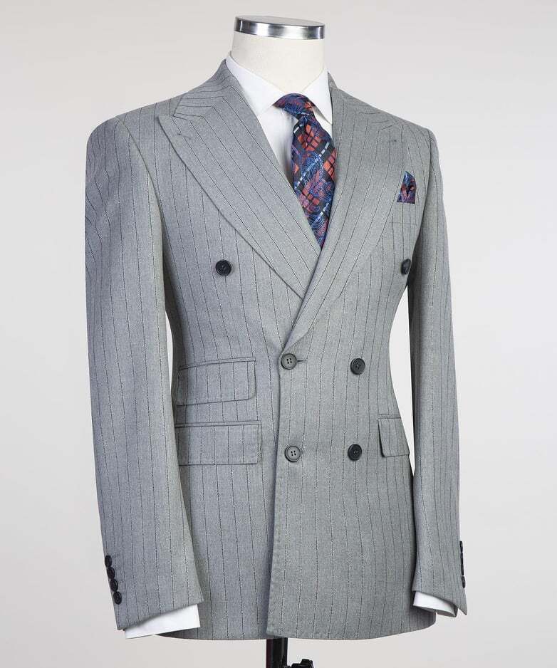 Grey Striped Double Breast Suit