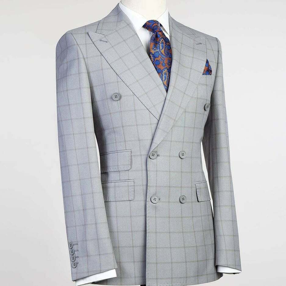 Grey Checked Double Breast Suit