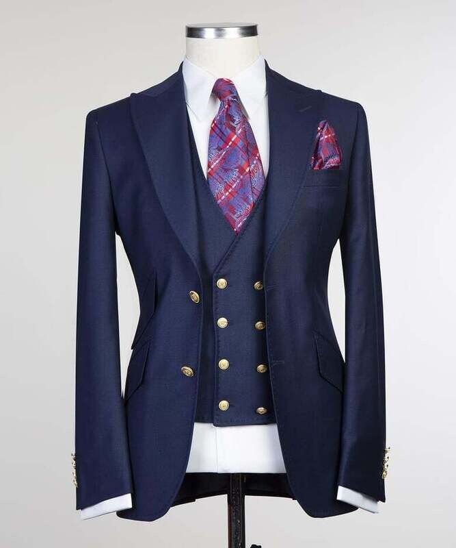 Plain Navy Blue Suit
