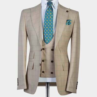 Checked Beige Suit