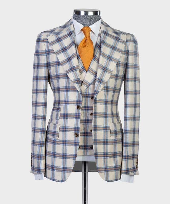 Checked Blue and White Suit