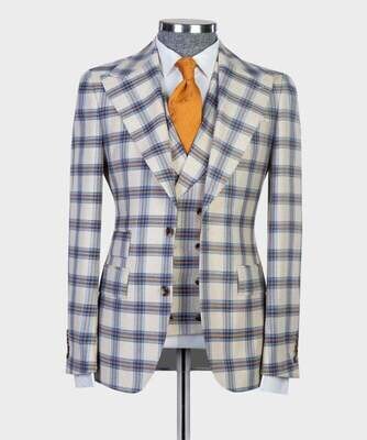 Checked Blue and White Suit
