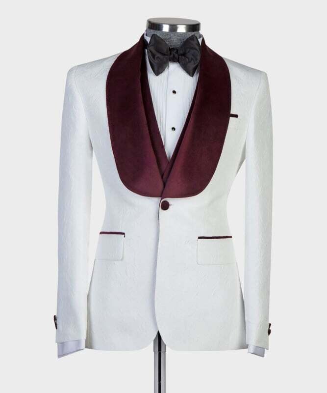 White and Burgundy Tuxedo