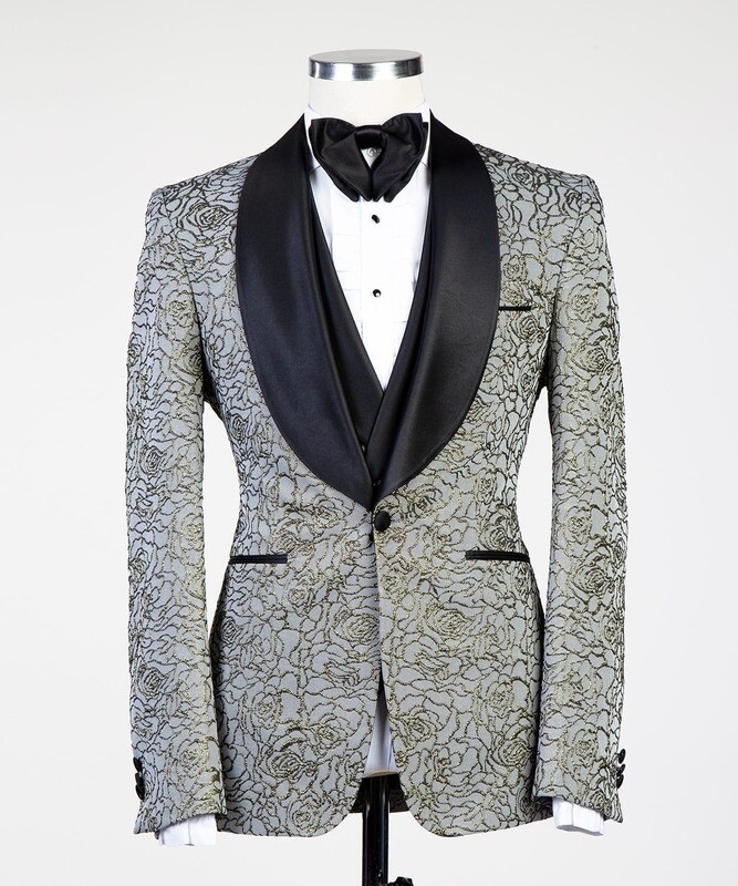 Grey Flowered Tuxedo