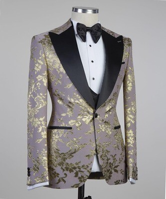 Gold and Grey Flowered Tuxedo
