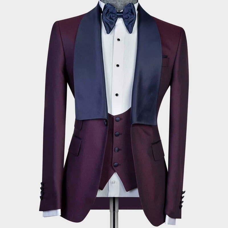 Burgundy and Blue Tuxedo
