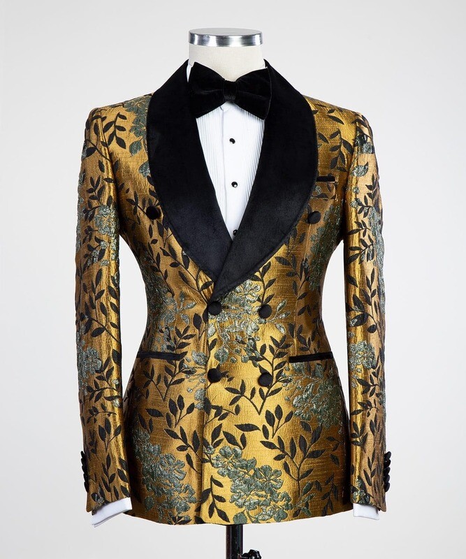 Gold Flowered Double Breast Tuxedo Gold Flowered Double Breast Tuxedo